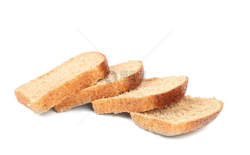 切片褐色面包 孤立在白色上糕点食物美食面团营养小麦小吃化合物粮食饮食图片