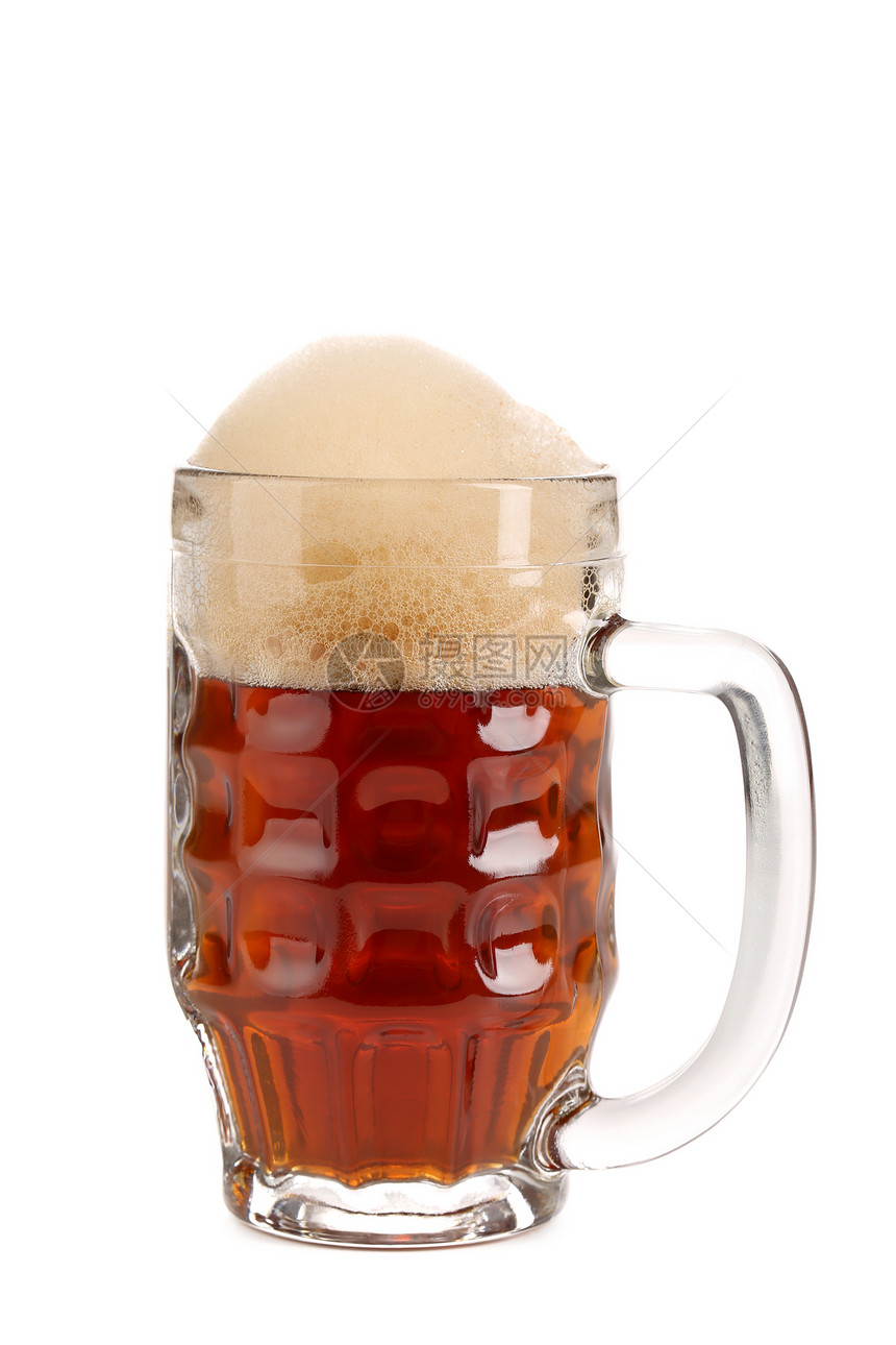 杯子上满满的棕色啤酒饮料液体流动气泡泡沫食物白色庆典琥珀色玻璃图片