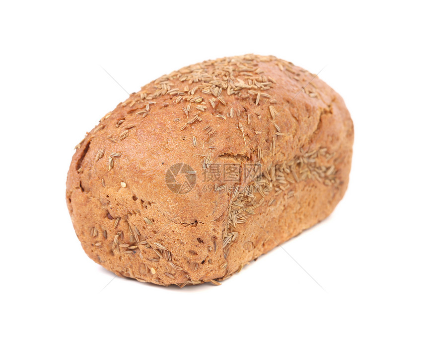 带离家种子的黑麦面包纤维香料棕色宏观谷物小麦草本植物脆皮食物糕点图片