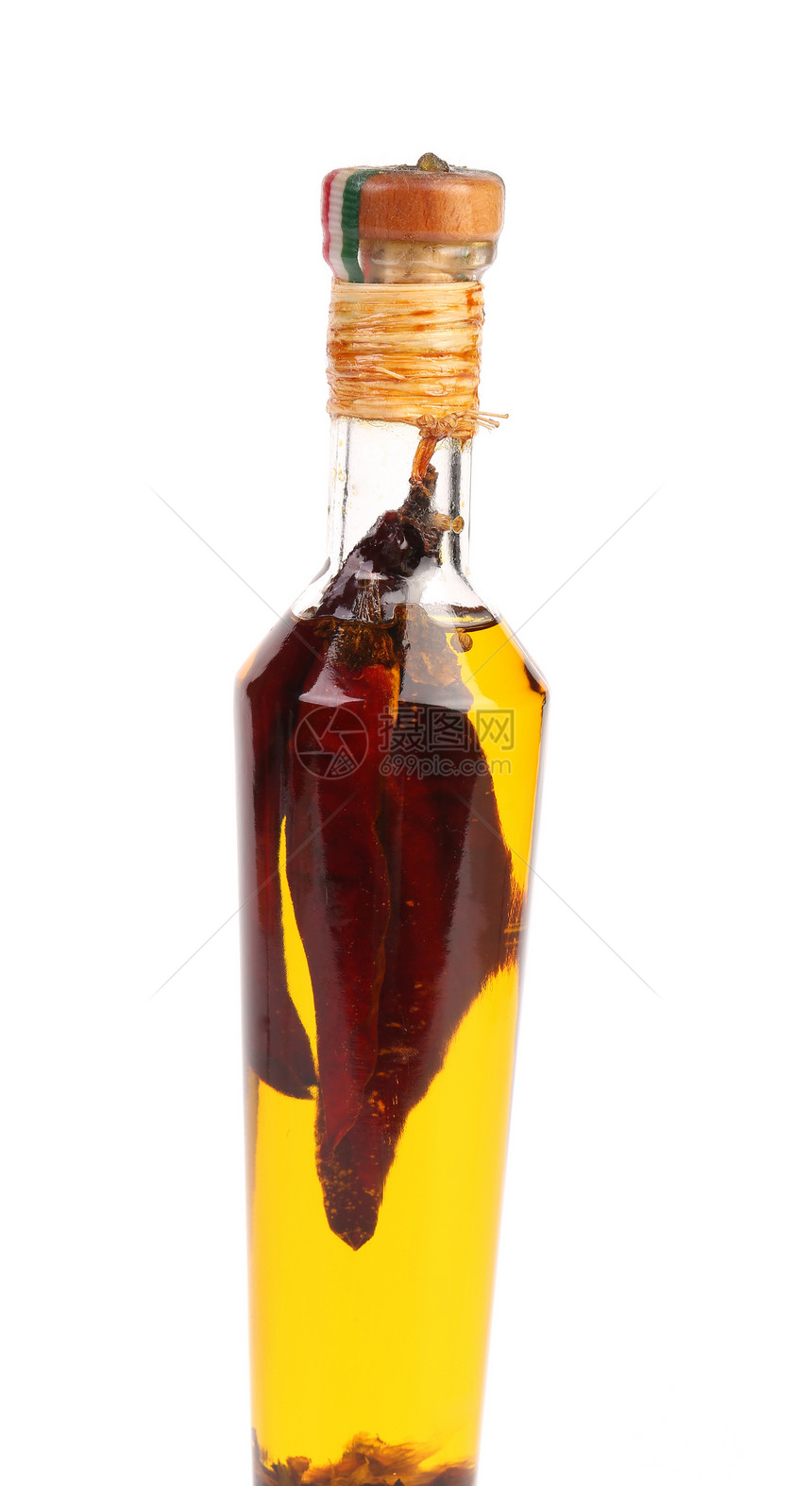 红辣椒保存在瓶子油里烹饪美食树叶胡椒食物味道软木草本植物图片