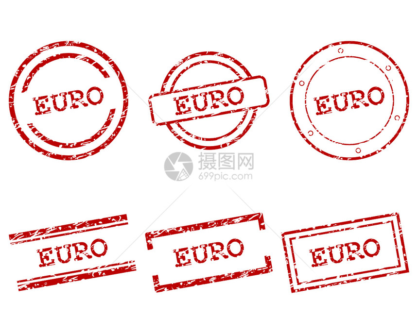 欧元邮票贴纸红色墨水烙印海豹橡皮邮票销售标签按钮图片