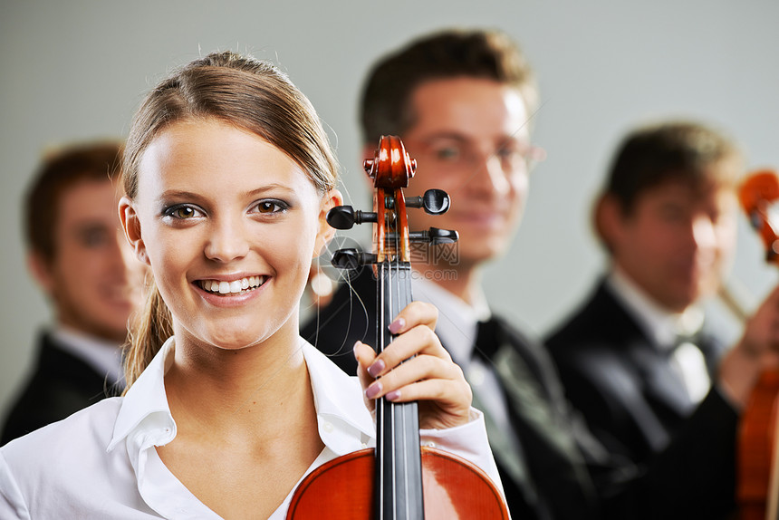 古典音乐 女人肖像乐队娱乐交响乐乐器幸福享受小提琴女子团队男人图片