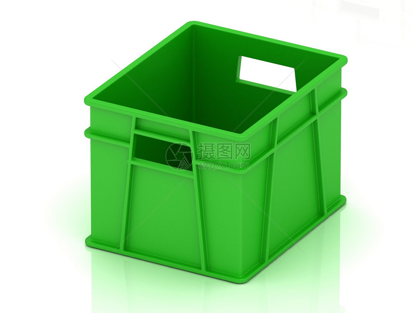 蔬菜和水果的绿色塑料箱;图片