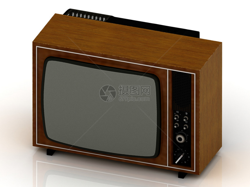 1970年木制案件中的旧电视图片