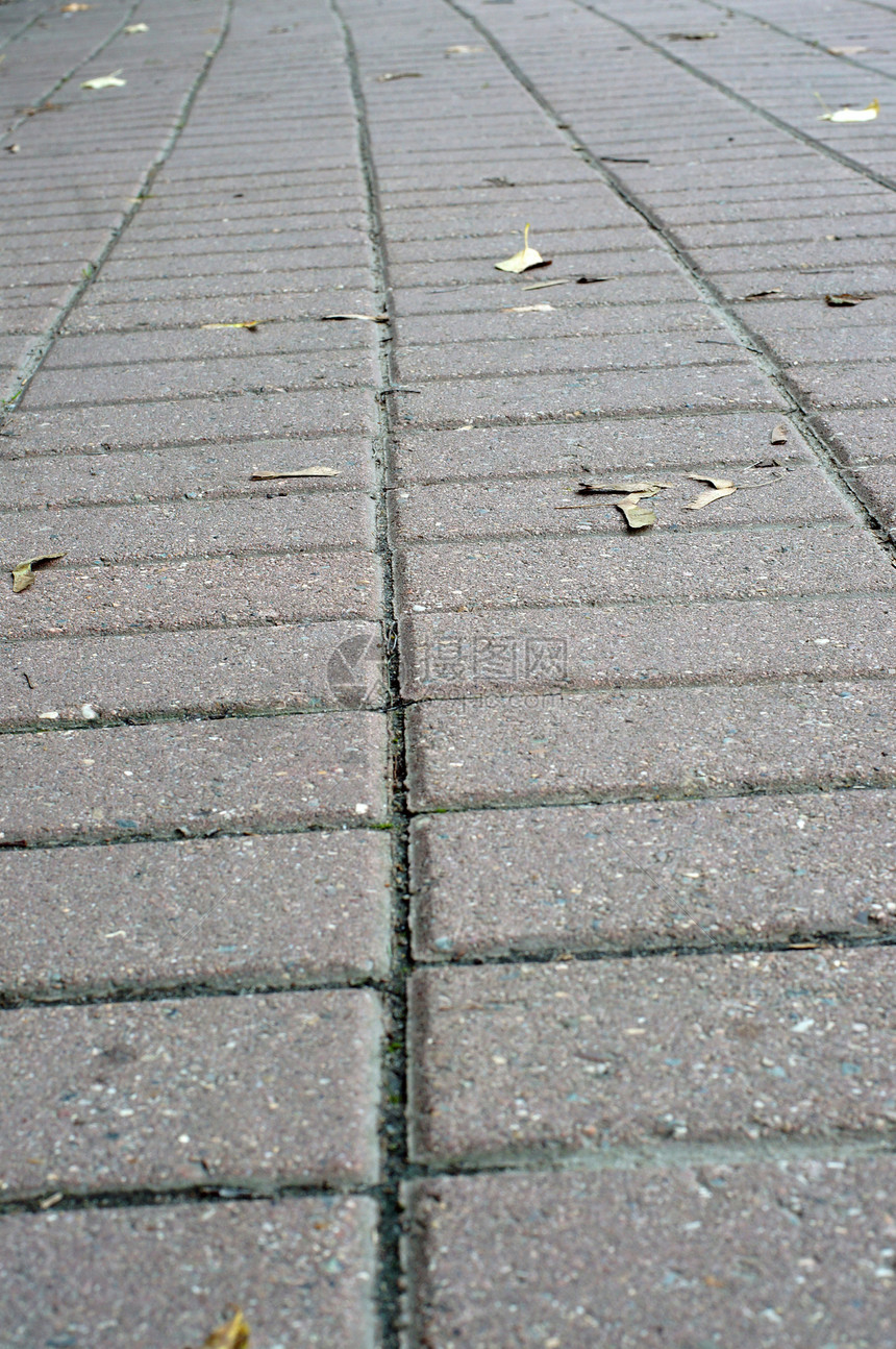 秋叶石砖的纹理路径石头街道小路灰色公园曲线材料人行道大街地面图片