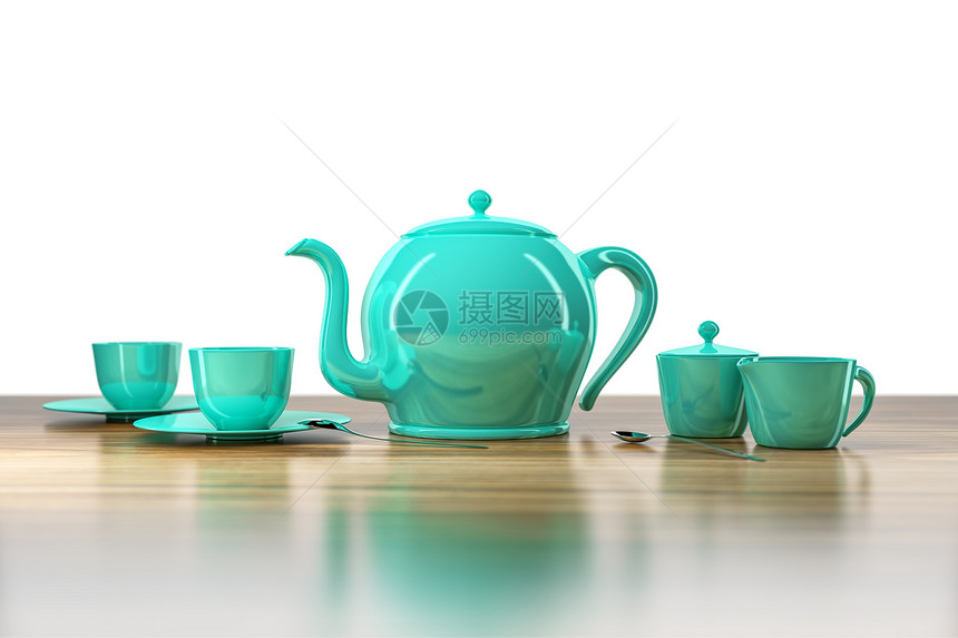 茶壶和茶杯食物陶瓷液体用具桌子奶油工作室服务餐具饮食图片