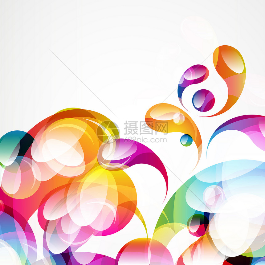 抽象的彩色弧滴背景 矢量海报作品插图气泡圆圈气球墙纸横幅商业曲线图片