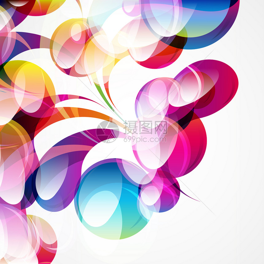 抽象的彩色弧滴背景 矢量网络推介会流动曲线气球海报彩虹光谱圆圈墙纸图片