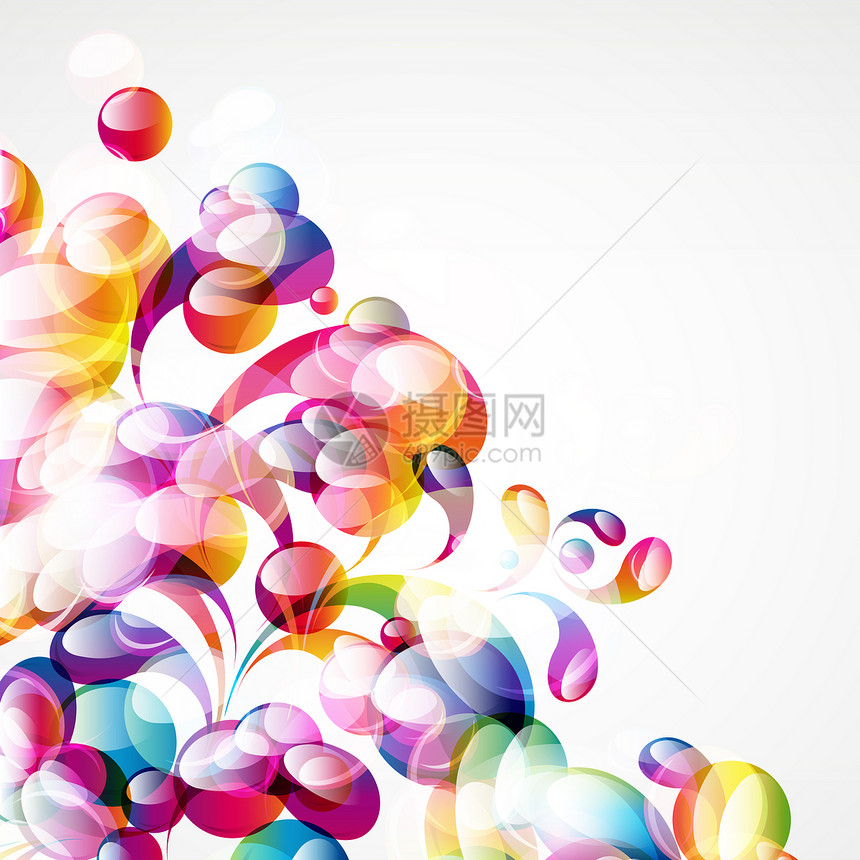抽象的彩色弧滴背景 矢量墙纸海报气泡流动作品网络彩虹推介会曲线光谱图片