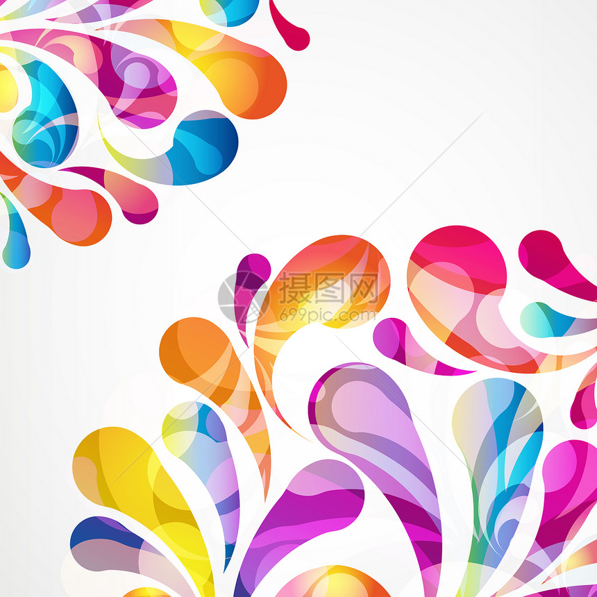 抽象的彩色弧滴背景 矢量海报网络光谱推介会气球气泡曲线商业插图横幅图片