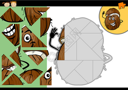 卡通椰子拼图游戏背景图片