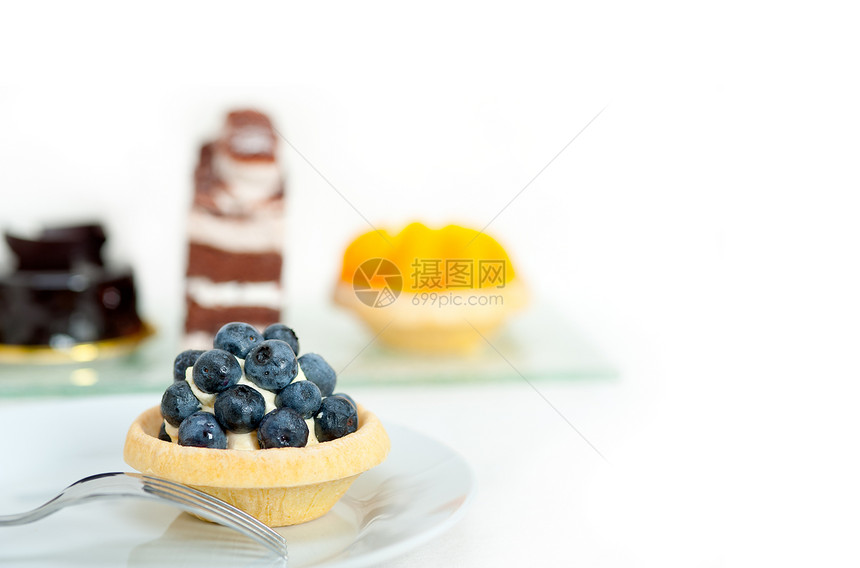 蓝莓奶油蛋糕面包食物蛋糕静物鞭打水果特写小吃奶油状浆果图片