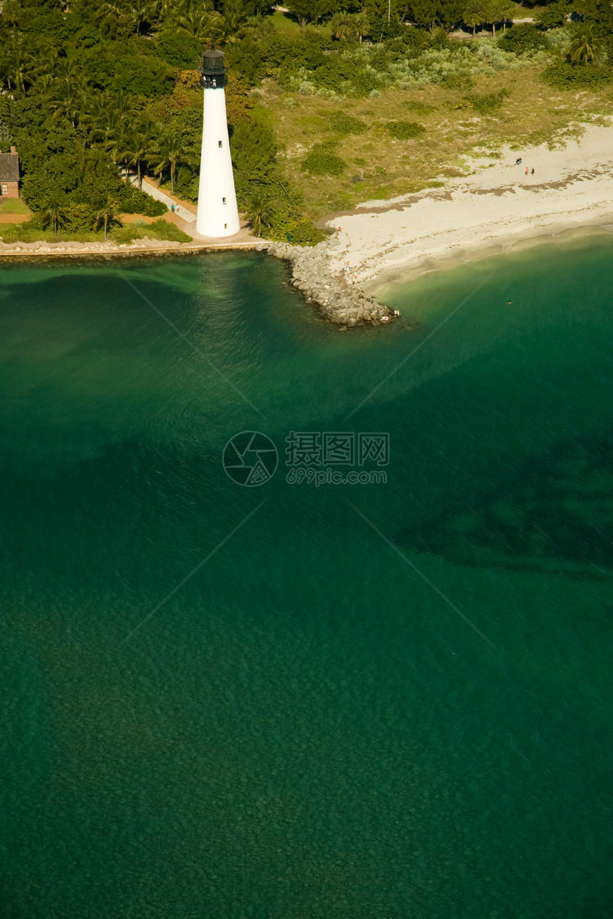 佛罗里达角灯塔沿海海岸线海洋高架地标钥匙白色灯塔风景绿色图片