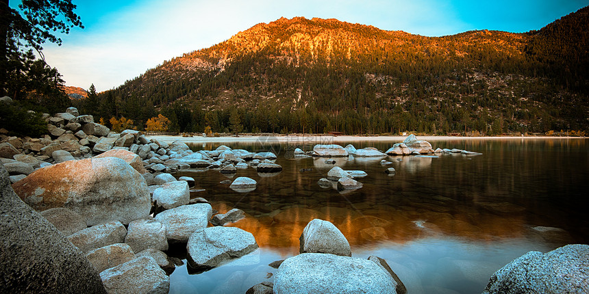 塔霍湖爬坡季节摄影自然反射全景风景石头场景水平图片