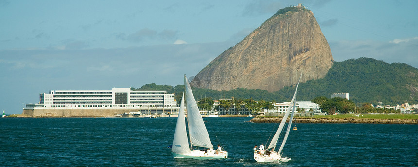 里约热内卢的甘蔗湖山水车旅行风景城市航行海岸帆船地方目的地运输图片