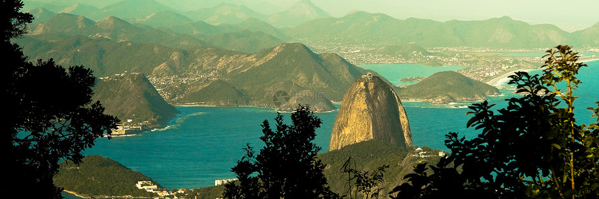 里约热内卢的甘蔗湖山风景全景目的地地标山脉水平海洋旅游地方城市图片