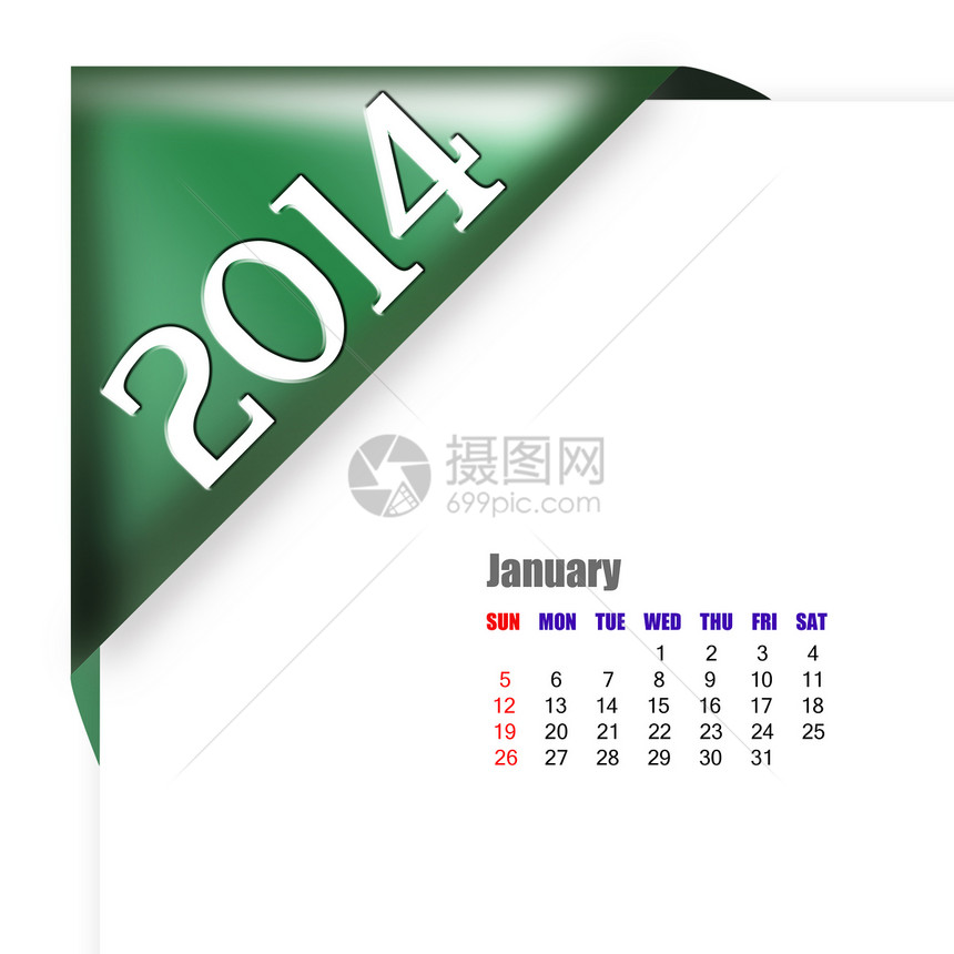 2014年1月日历笔记本记事本日程日记公告笔记办公室插图备忘录商业图片