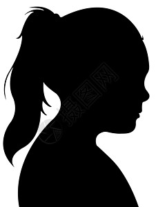 椰子树剪影矢量儿童头环影矢量马尾辫侧脸白色剪影头头像黑色轮廓女性女儿图标背景