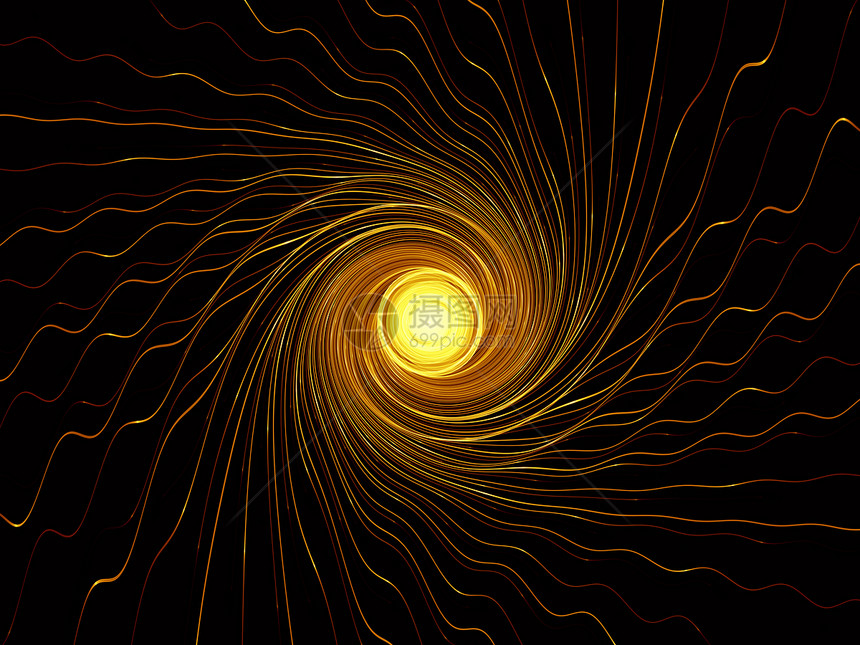 碎形沉积安排射线渲染旋转螺旋几何学黄色元素光束涡流数学图片