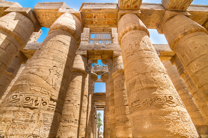卡纳克寺古代神庙 埃及卢克索文字雕像文化雕塑寺庙艺术砂岩蓝色法老古董图片