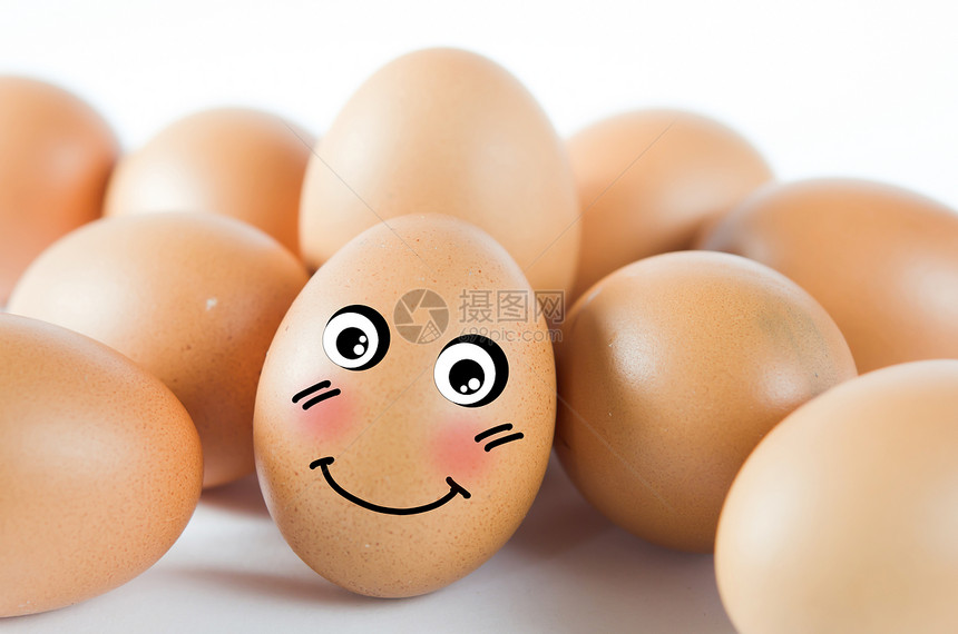 有趣的鸡蛋漫画食物白色绘画蛋壳棕色椭圆形情感营养眼睛图片