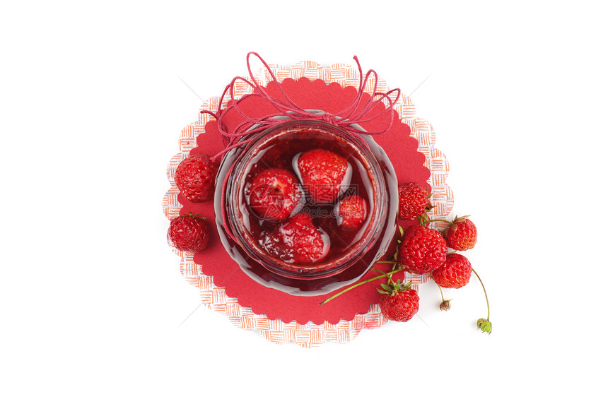 草莓果酱水果盘子早餐烹饪桌子食物玻璃养护营养甜点图片