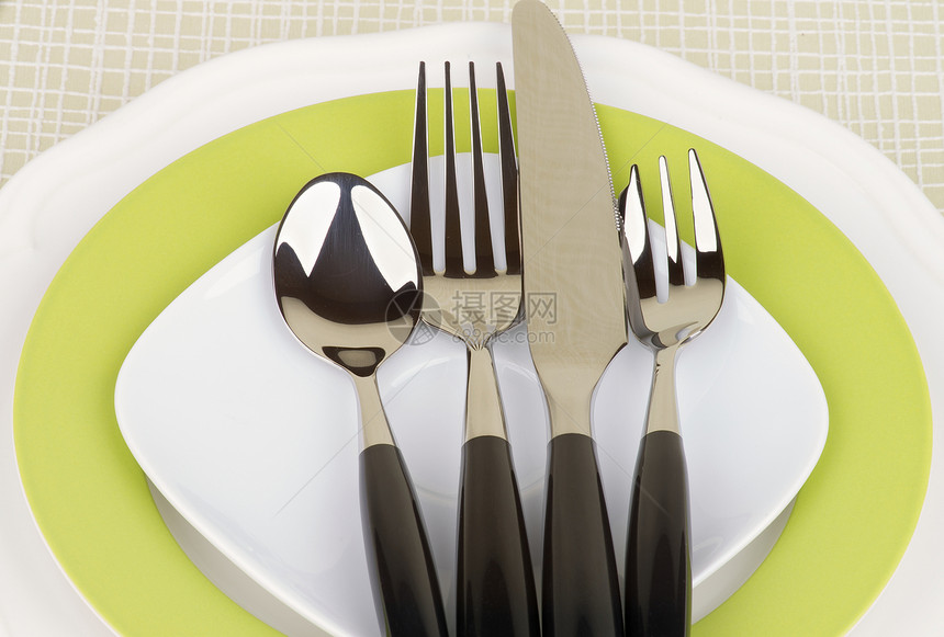 表格设置正方形饮食职业服务想法厨房甜点概念银器装饰图片