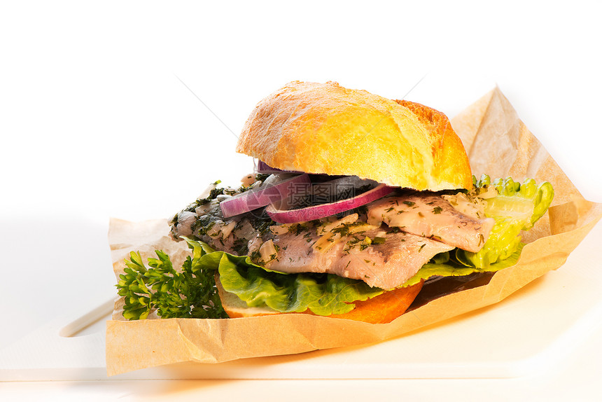 鱼片面包午餐包子鲱鱼小吃拖把海鲜美食沙拉洋葱图片