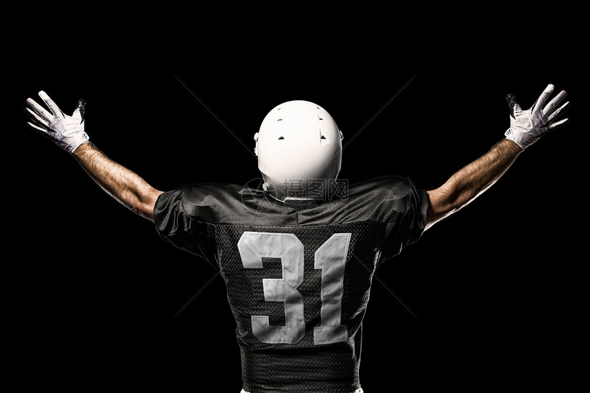 足球运动员职业体育头盔运动服竞技制服白色运动黑色垫肩图片