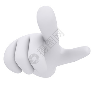 白手套 食用者展示食指黑色成人手指手势白色背景图片