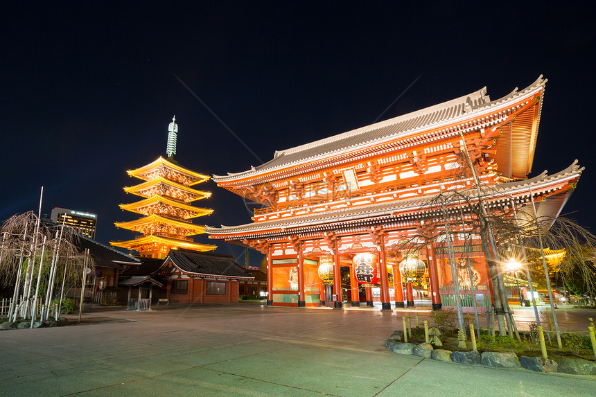 东京圣joji寺庙宝塔神社蓝色红色建筑地标佛教徒旅行宗教天空图片