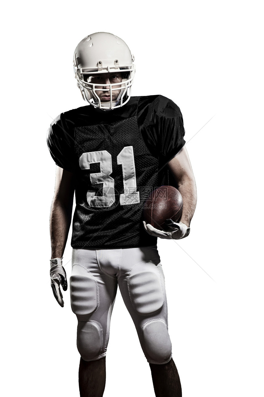 足球运动员体育制服垫肩运动服男性头盔男人运动体育场黑色图片
