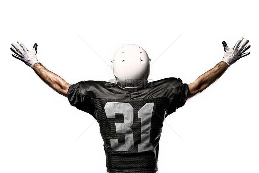 足球运动员制服男性垫肩竞技运动服头盔运动体育白色黑色图片