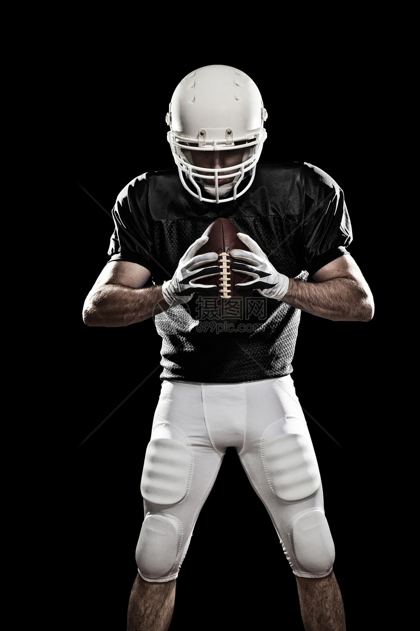 足球运动员竞技体育场头盔男性运动职业制服黑色垫肩体育图片