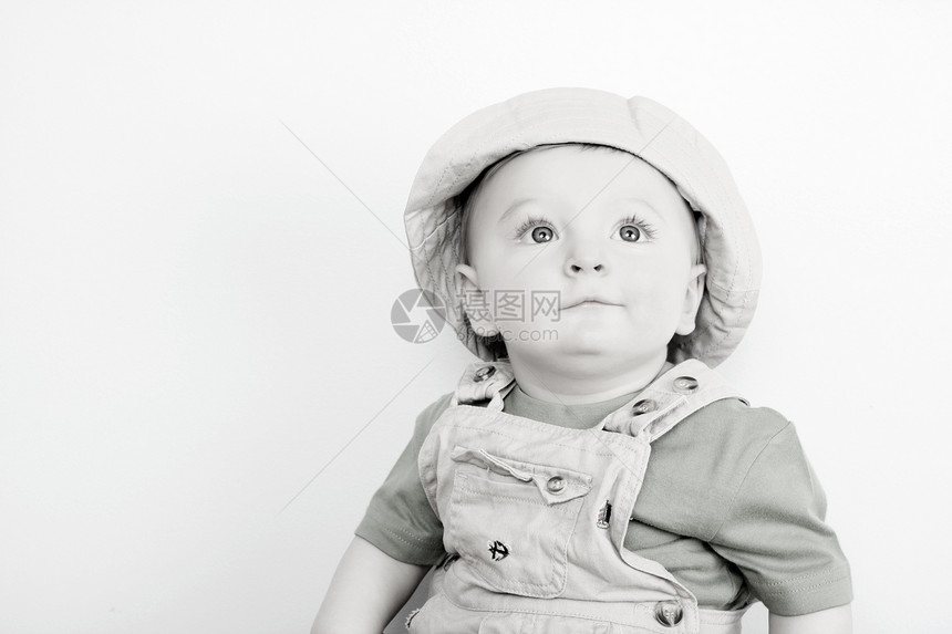 宝宝男孩帽子童年男性眼睛男生微笑婴儿条纹白色孩子图片