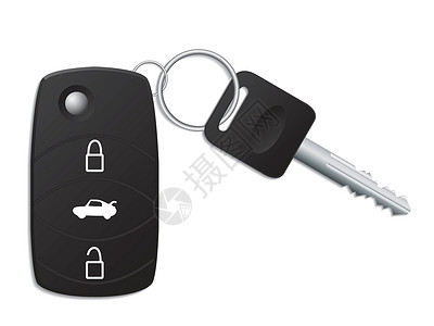 汽车钥匙扣遥控的汽车键插画