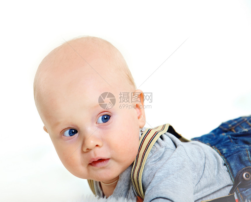 可爱的婴儿男孩护理喜悦金发帽子男生微笑童年孩子快乐婴儿期图片