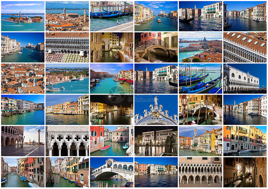 威尼斯景观旅游天空船夫蓝色房子假期旅行渠道收藏图片
