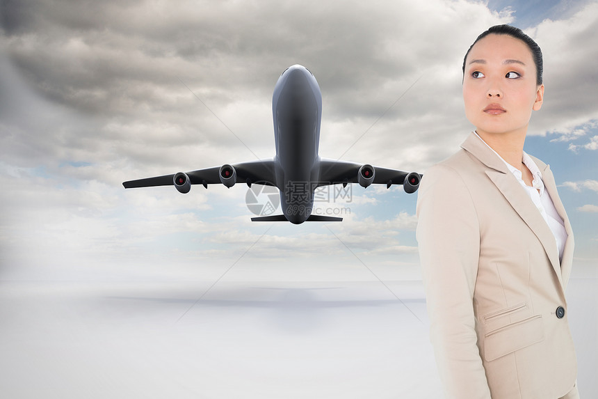 不变的女实业家形象综合图象航班公司飞行白色职业旅游头发地面女士套装图片