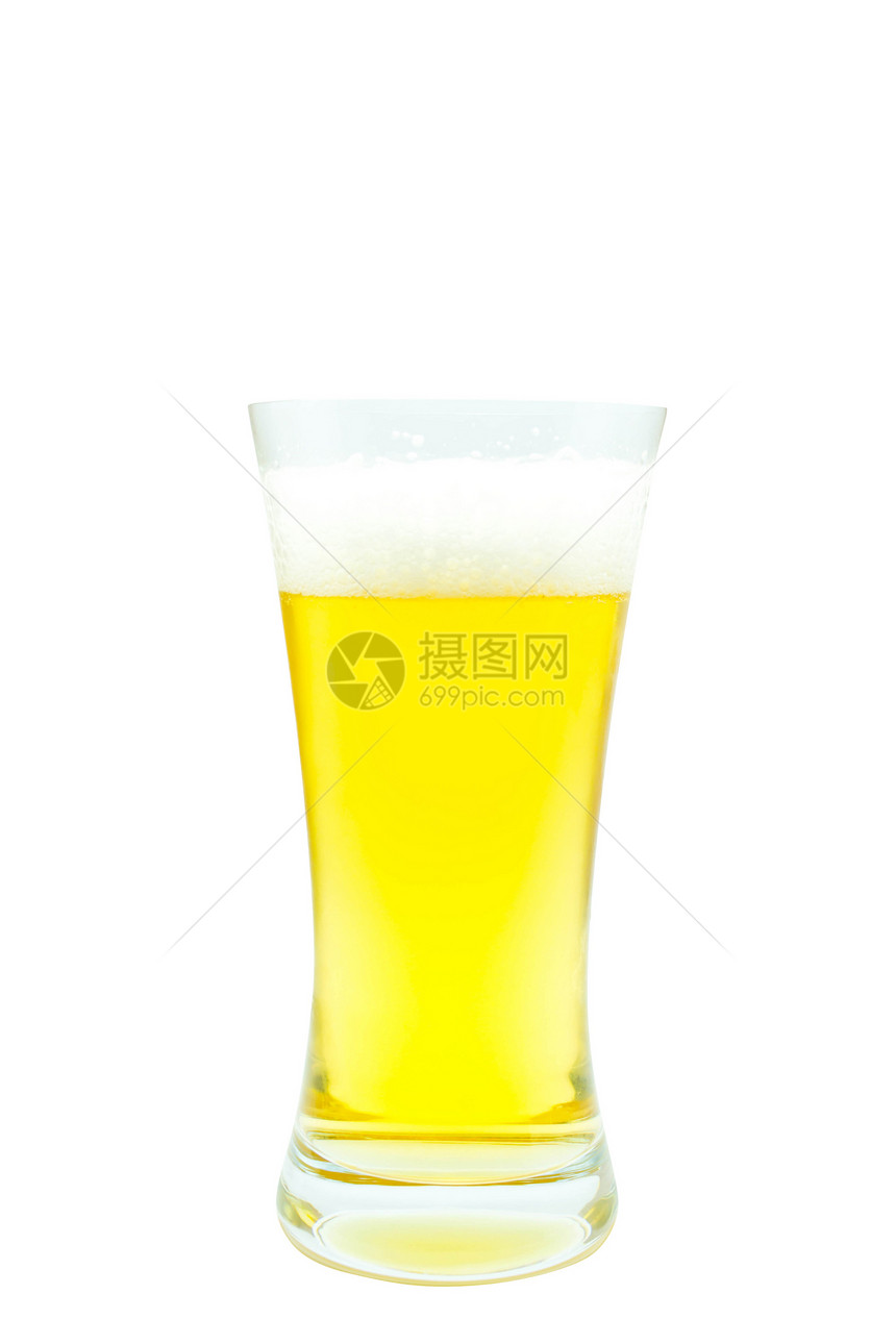 白背景孤立的啤酒 Beer气泡反射工作室生活酒精派对庆典啤酒厂玻璃泡沫图片
