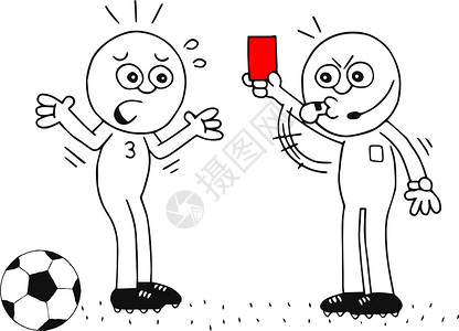 足球牌素材红卡牌白色黑色足球剪贴运动员插图惩罚裁判卡片法官插画