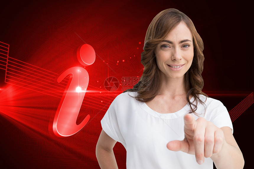 吸引人褐色指针的复合图像商业衬衫商务棕色手势未来派头发技术女性快乐图片