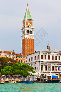 威尼斯圣马可天空旅行建筑学蓝色教会文化建筑正方形背景图片