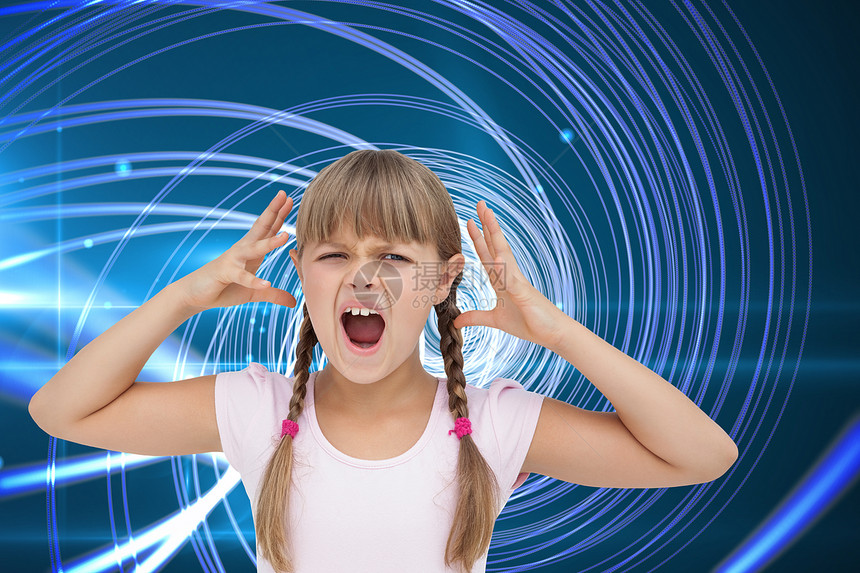 疯狂小女孩综合形象的合成图象计算机浅色漩涡涡流漩涡状绘图金发女郎线条女性辫子图片