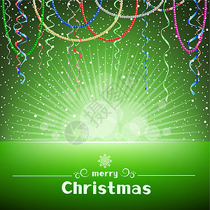 深红色螺旋彩带圣诞绿卡 有光和雪插画
