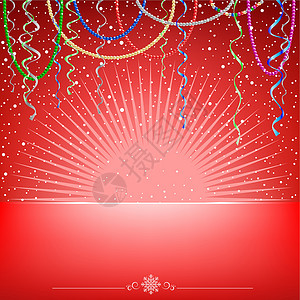 尤丹纳卡圣诞红卡雪 浅丝带和珠珠插画