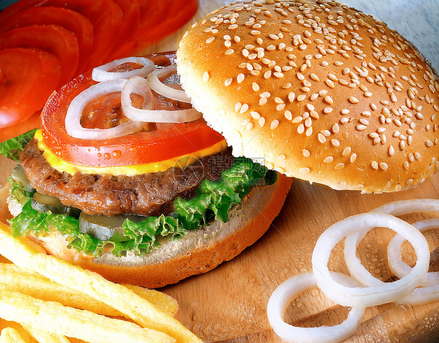 汉堡包食物餐厅面包育肥饮食垃圾包子小吃营养烹饪图片