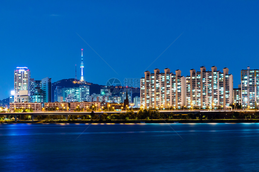 首尔天际顶峰建筑市中心风景建筑学住宅日落通道办公室团伙图片