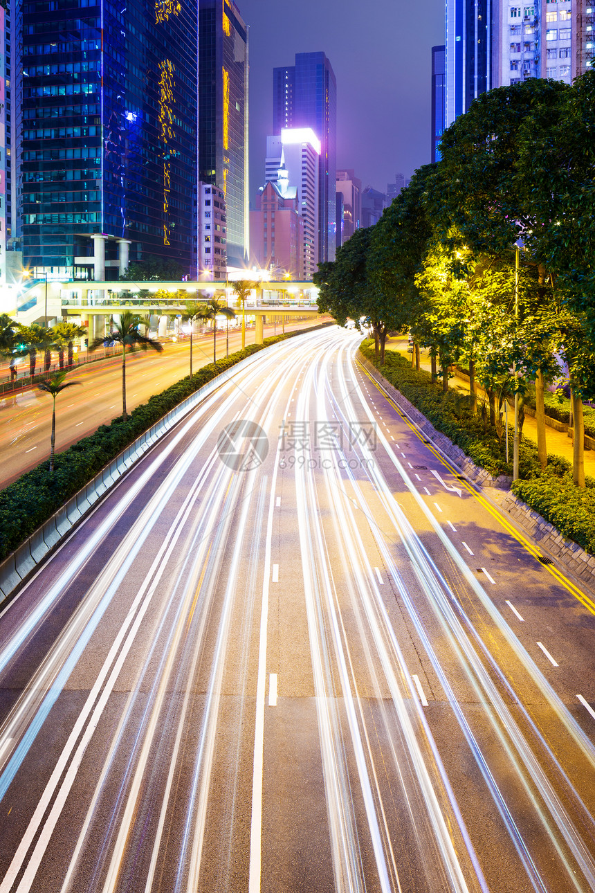 香港繁忙交通时间黑暗公司商业银行房子经济小时汽车街道图片