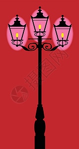 维多利亚街灯煤气灯插图阴影贴纸辉光烧伤城市气体燃烧车道插画